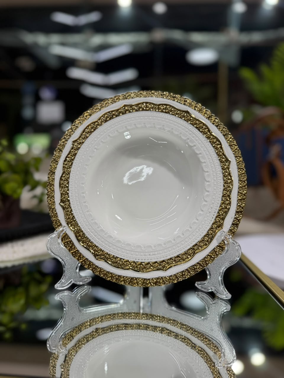 Plato Hondo doble borde dorado